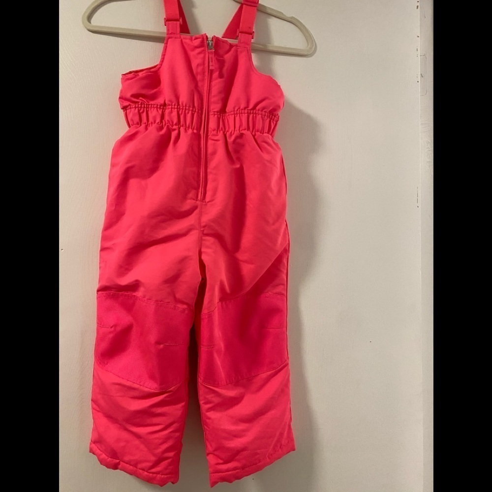 SNOW suit overall bibs in hot pink. Size 4t